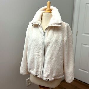 For the Republic White Faux Fur Jacket Sz. S
